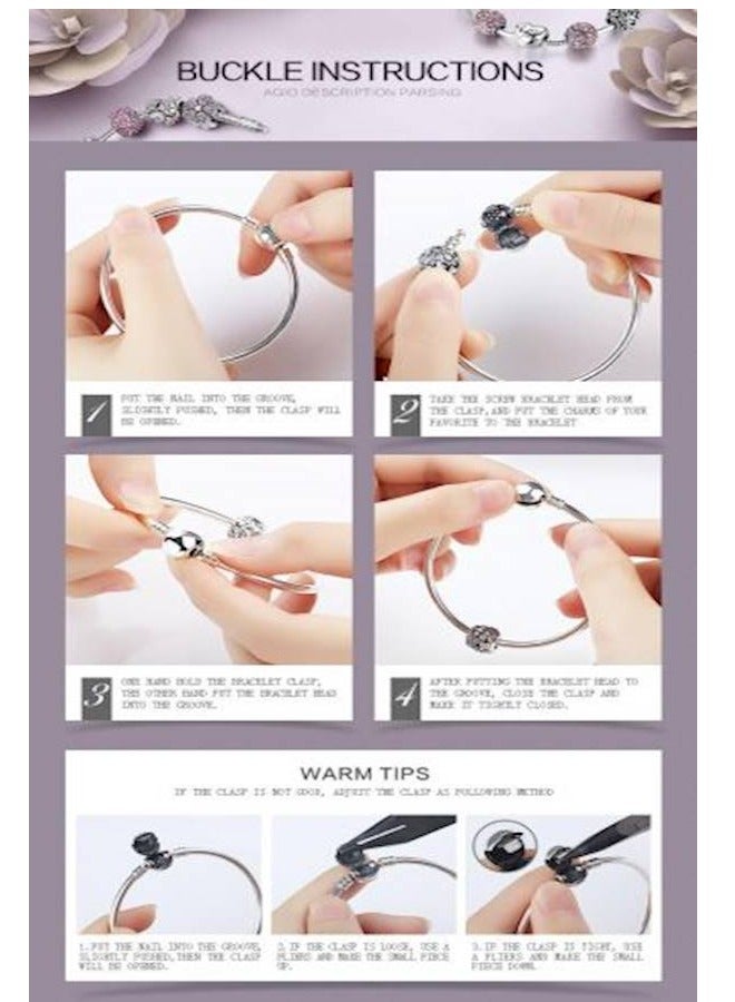 سوار قلب مرصع بالكريستال مطلي بالفضة - Image 5