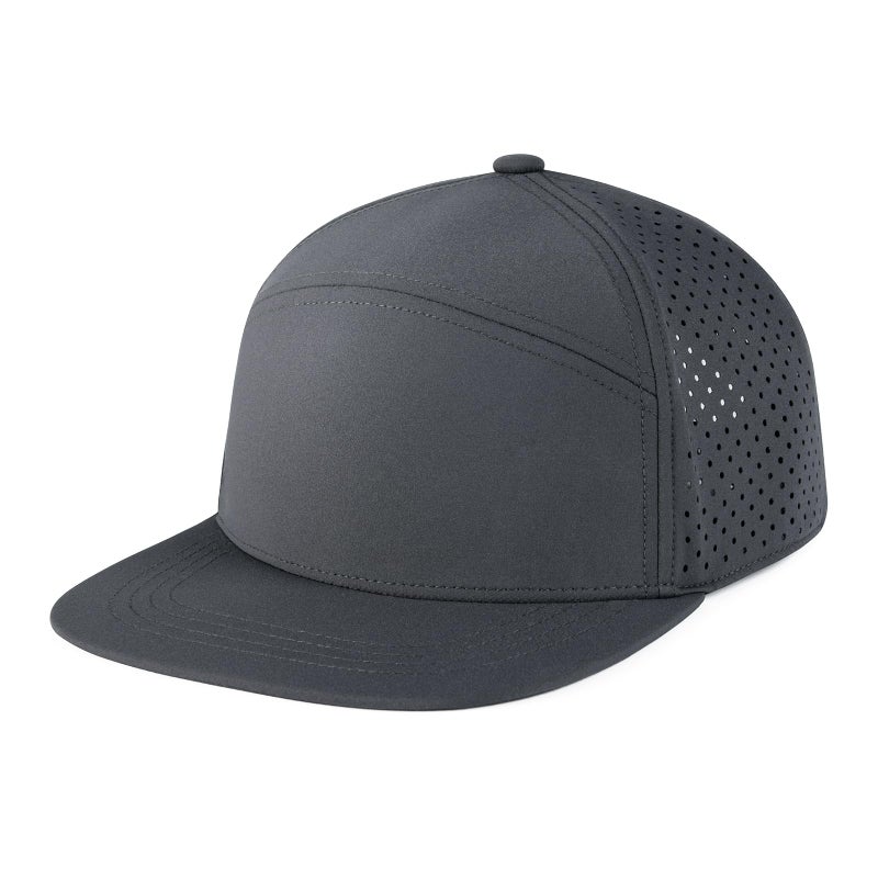 FEINION Men Flat Brim Adjustable Performance Hat Snapback Laser Perforated Baseball Cap (Dark Grey) - Image 2