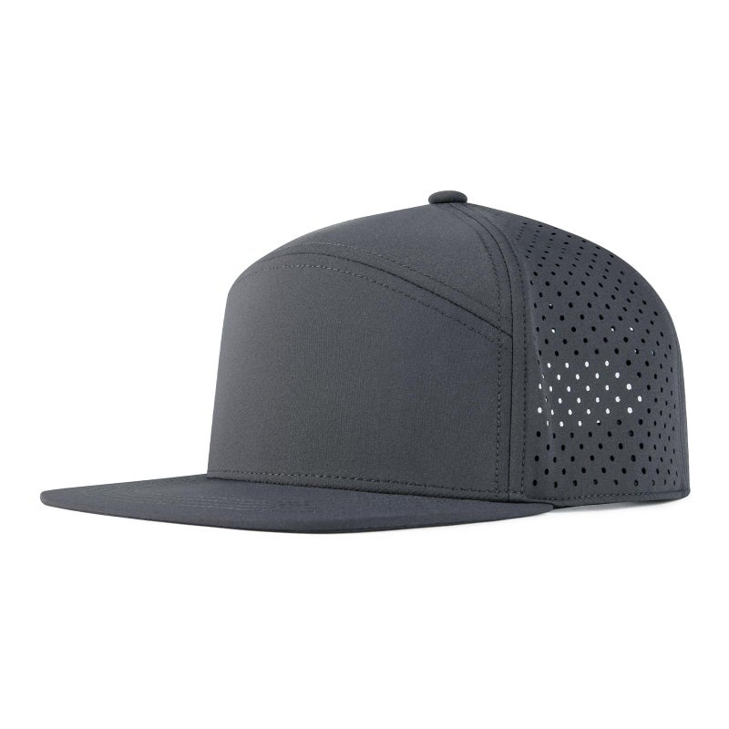 FEINION Men Flat Brim Adjustable Performance Hat Snapback Laser Perforated Baseball Cap (Dark Grey) - Image 1