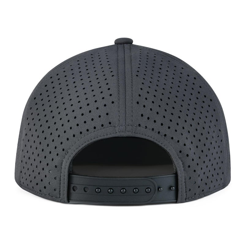 FEINION Men Flat Brim Adjustable Performance Hat Snapback Laser Perforated Baseball Cap (Dark Grey) - Image 5