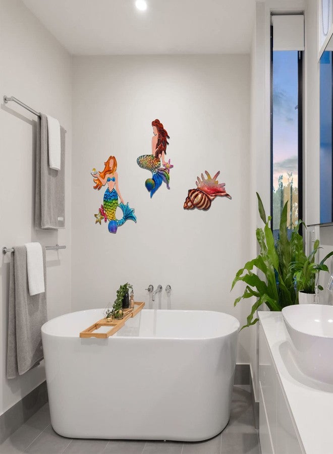 Tuokiuhn Metal Mermaid Conch Wall Decoration Mermaid outdoor Wall Art Set of 3 - Image 4