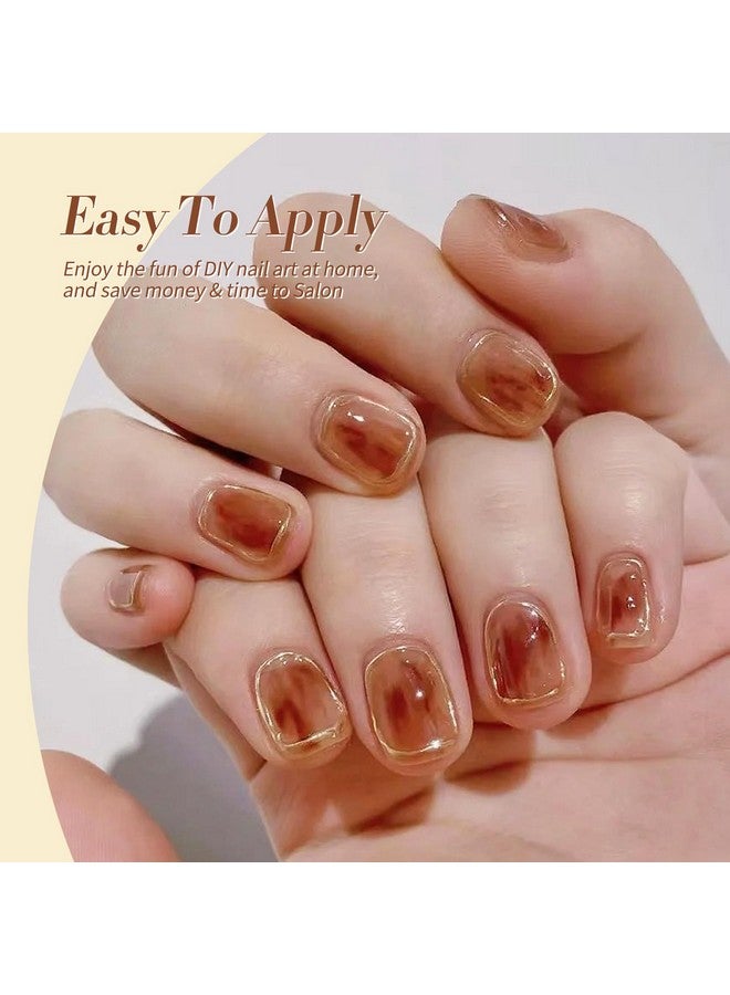 Born Pretty Jelly Gel Nail Polish Sheer Crystal Transparent Gel Polish Set Fall Winter Translucent Clear Gel Polish Red Coral Burnt Orange Grey Amber Brown 6 Colors Manicure Kit - Image 2