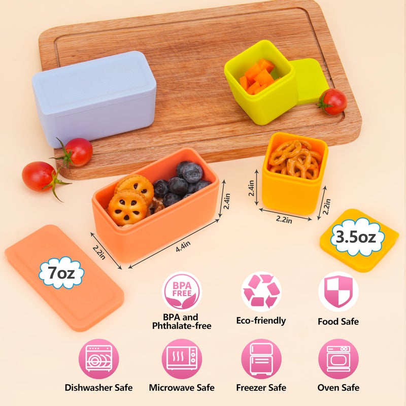Viotiin Silicone Dips Containers Compatible with OmieBox, 4 Pack Salad Dressing Container To Go for Most Bento Lunch Box, Small Snack Condiment Container with Lids for kids - Image 2