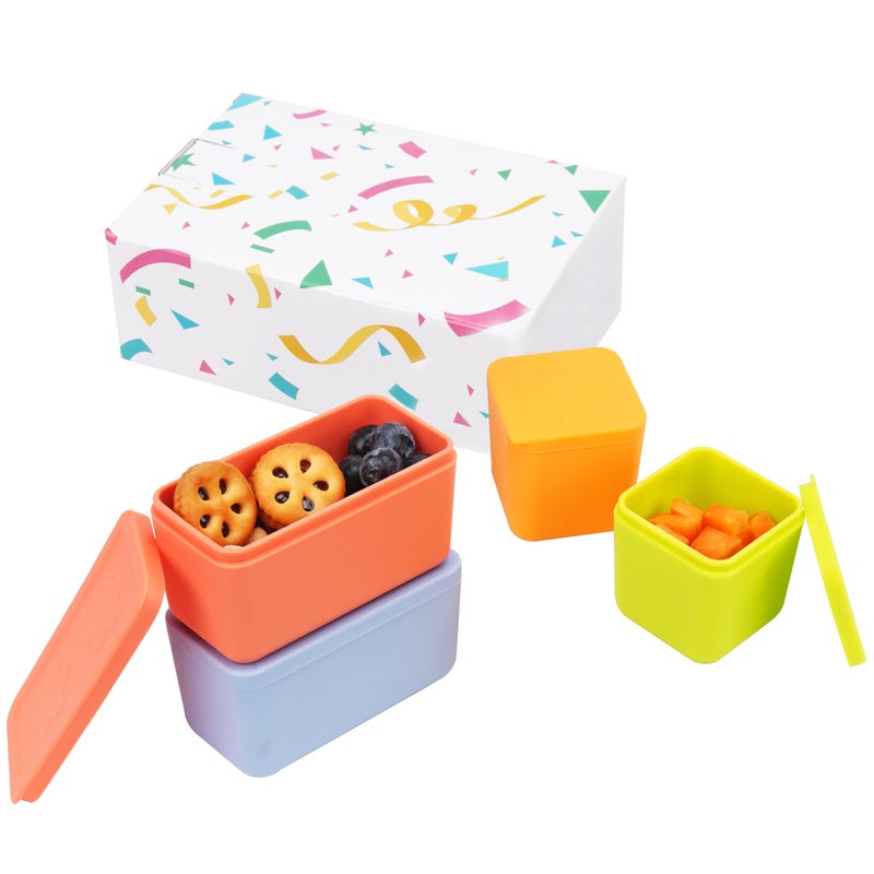 Viotiin Silicone Dips Containers Compatible with OmieBox, 4 Pack Salad Dressing Container To Go for Most Bento Lunch Box, Small Snack Condiment Container with Lids for kids - Image 1