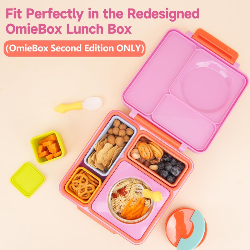 Viotiin Silicone Dips Containers Compatible with OmieBox, 4 Pack Salad Dressing Container To Go for Most Bento Lunch Box, Small Snack Condiment Container with Lids for kids - Image 3