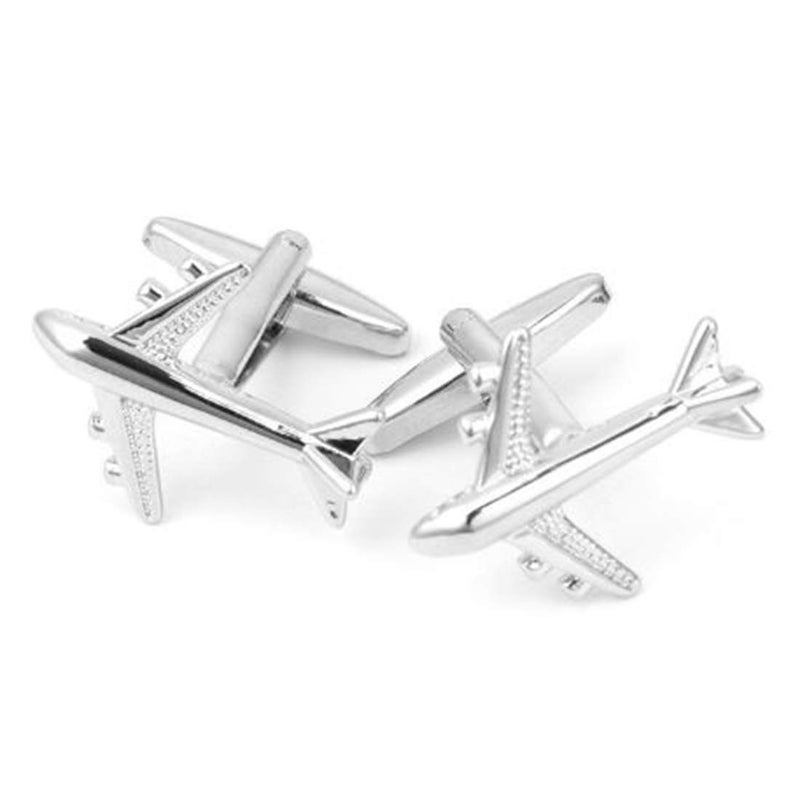 Peora Airplane Plane Jet Pilot Pair Silver Shirt Cufflinks for Men Boys Corporate Business Gift - Image 3