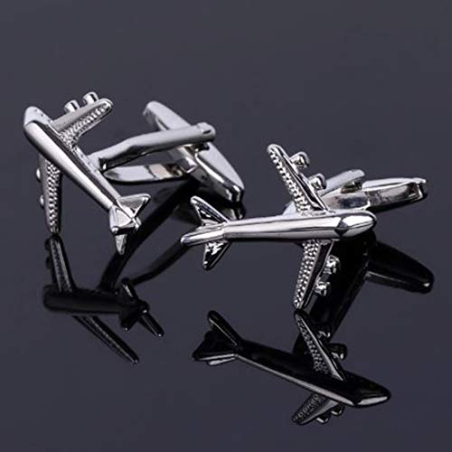 Peora Airplane Plane Jet Pilot Pair Silver Shirt Cufflinks for Men Boys Corporate Business Gift - Image 5