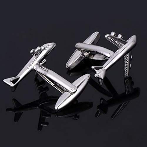 Peora Airplane Plane Jet Pilot Pair Silver Shirt Cufflinks for Men Boys Corporate Business Gift - Image 2