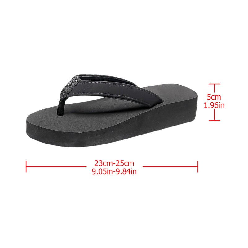 1 Pair Women Heel Slippers Sandals Thick-Bottom Casual Beach Beach -flops Comfortable Sandals for Indoor Outdoor (Black Size 40 25cm Length 8US 5.5UK 39EU 9.825 Inch) - Image 4