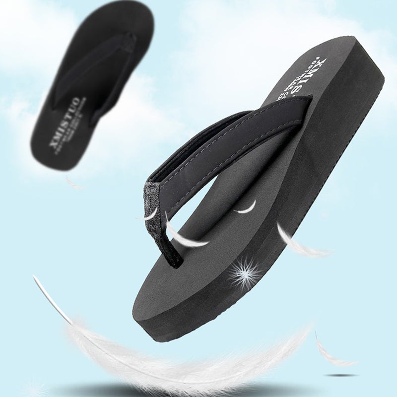 1 Pair Women Heel Slippers Sandals Thick-Bottom Casual Beach Beach -flops Comfortable Sandals for Indoor Outdoor (Black Size 40 25cm Length 8US 5.5UK 39EU 9.825 Inch) - Image 1