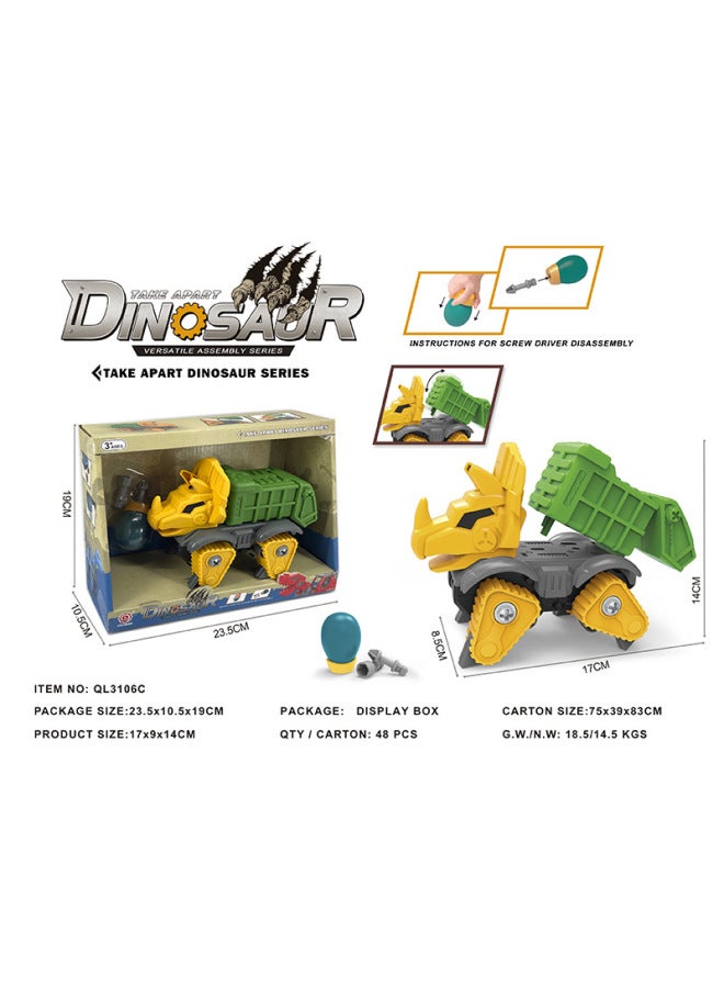 Kidsren's DIY Disassembly And Assembly Dinosaur Electric Drill Free Assembled Building Blocks Dinosaur Sliding Engineering Vehicle Toy-Color:QL3106C/48 PieCes Per Box - Image 1