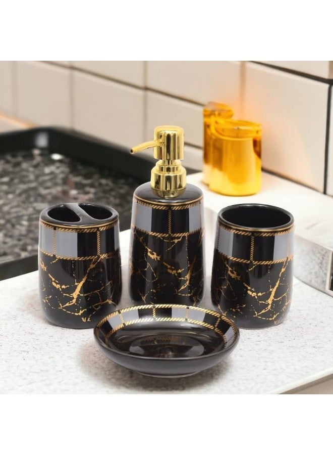 Whizzo® Ceramic Premium Bathroom Accessories Set Ceramic - 4 Pieces Bathroom Accessories Set Soap Dispenser, Toothbrush Holder, Tumbler, Soap Dish, The Best Gifting Choice (Black) - Image 2