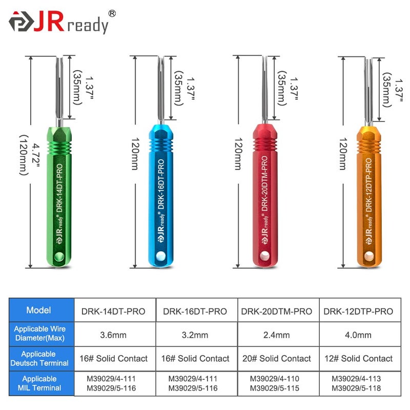 JRready ST5291 Deutsch Pin Removal Tool for Deutsch Size 12 16 20 Solid Contacts Wire Gauge 12-22 AWG,Terminal Release Tool Kit for Deutsch DT, DTM, DTP, DTHD, and HD Series Connectors - Image 2