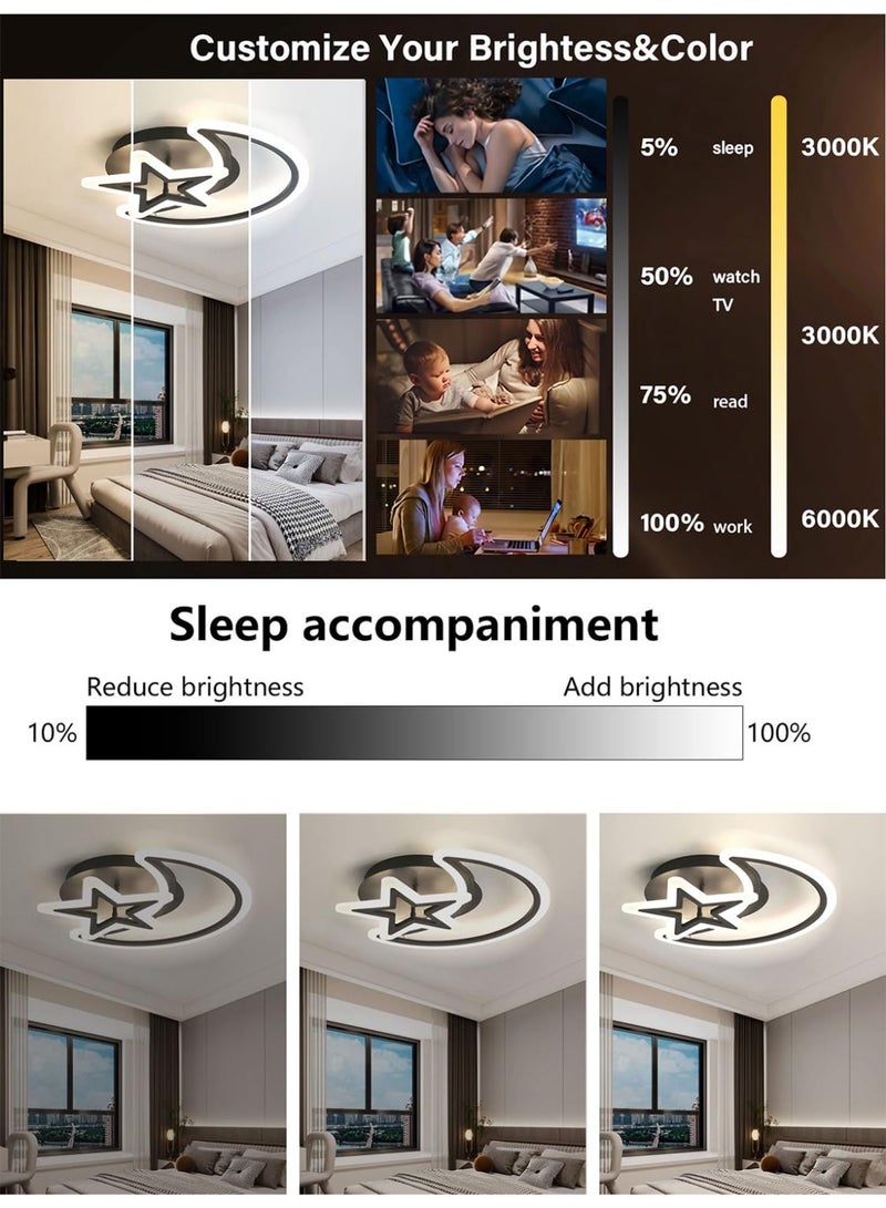 WALALLA Modern LED Moon Ceiling Light Three-color Dimmable Compatible with Living Room Dining Room Hall Bedroom Dimming Ceiling Chandelier Indoor Decor Lighting Fixture List,for Kitchen Island 3000-6000K - Image 4
