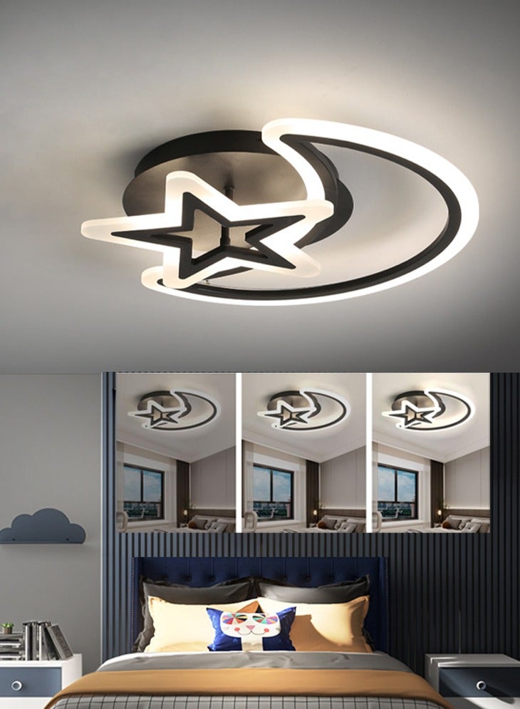 WALALLA Modern LED Moon Ceiling Light Three-color Dimmable Compatible with Living Room Dining Room Hall Bedroom Dimming Ceiling Chandelier Indoor Decor Lighting Fixture List,for Kitchen Island 3000-6000K - Image 1