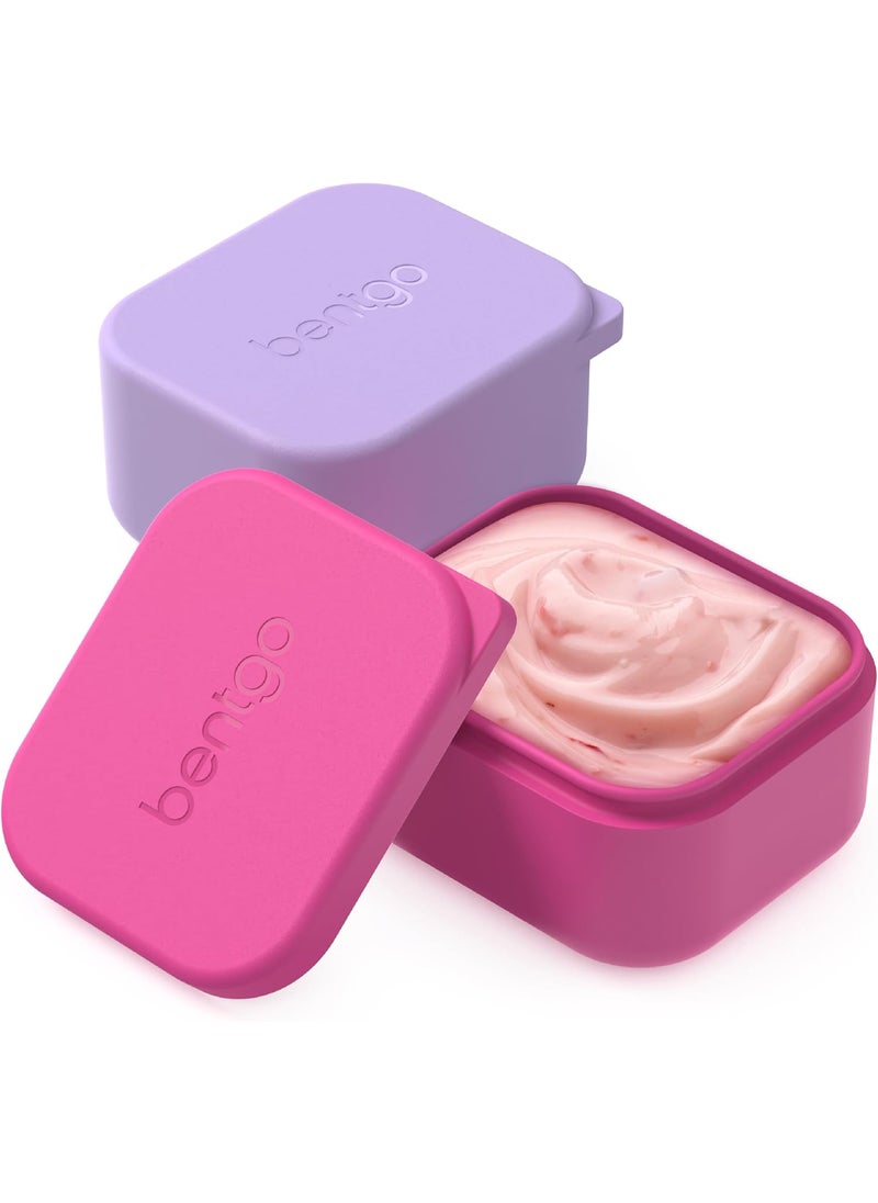 Bentgo Bentgo Sidekicks 2Pack Silicone Container Set  Dipping Sauce Cups for Condiments  Small Snacks Reusable Durable  LeakProof Liquid Storage Salad Dressing Container  26 oz Lavender  Pink  - Image 1