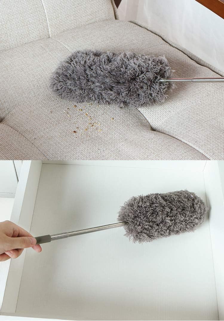 YLmeet Extendable Microfiber Duster, 82cm Telescopic Handle, Grey - Image 5