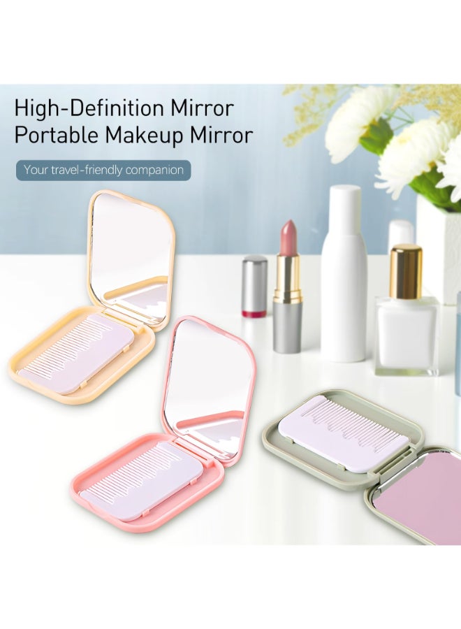 Jaasuee Folding Compact Pocket Mirror and Comb Set Creative Kawaii Customized Portable Makeup Mirror Ideal for Kids and Travel Pinkgreenyellow J5051 - Image 4