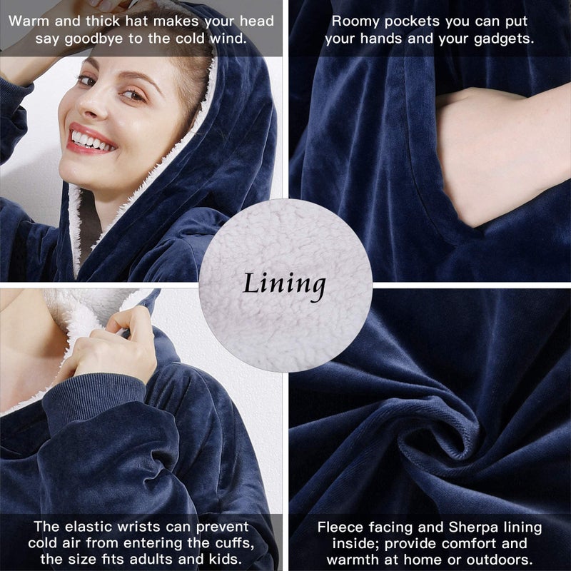 AmyHomie AmyHomie Blanket Sweatshirt Oversized Sherpa Hooded Sweatshirt Blanket Fleecehug Hoodie Wearable Blanket with Pocket for Adults & Kids & Teens - Image 2