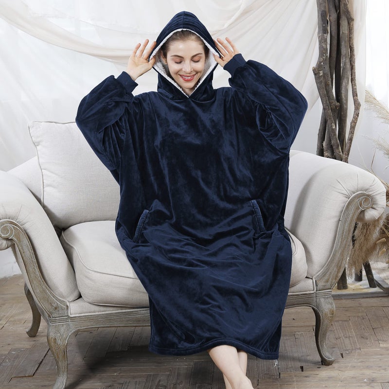AmyHomie AmyHomie Blanket Sweatshirt Oversized Sherpa Hooded Sweatshirt Blanket Fleecehug Hoodie Wearable Blanket with Pocket for Adults & Kids & Teens - Image 5