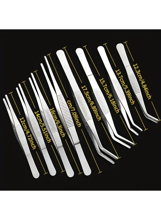 8 Piece Professional Tweezers Set For Precision Laboratory Work And Personal Care - Image 2