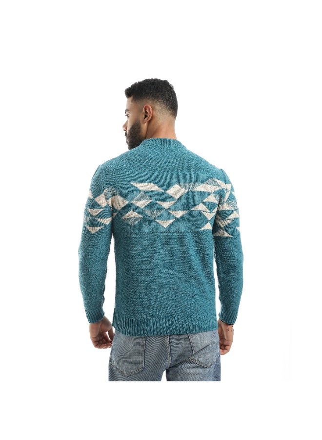 سيزار بلوفر صوف رجالي بنقش مثلثات علي الصدر - Image 3