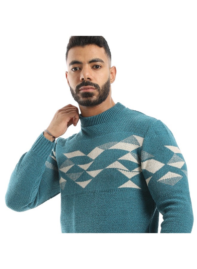 سيزار بلوفر صوف رجالي بنقش مثلثات علي الصدر - Image 2