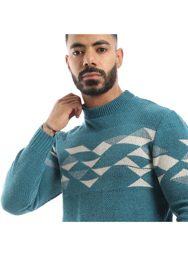 سيزار بلوفر صوف رجالي بنقش مثلثات علي الصدر - Image 5