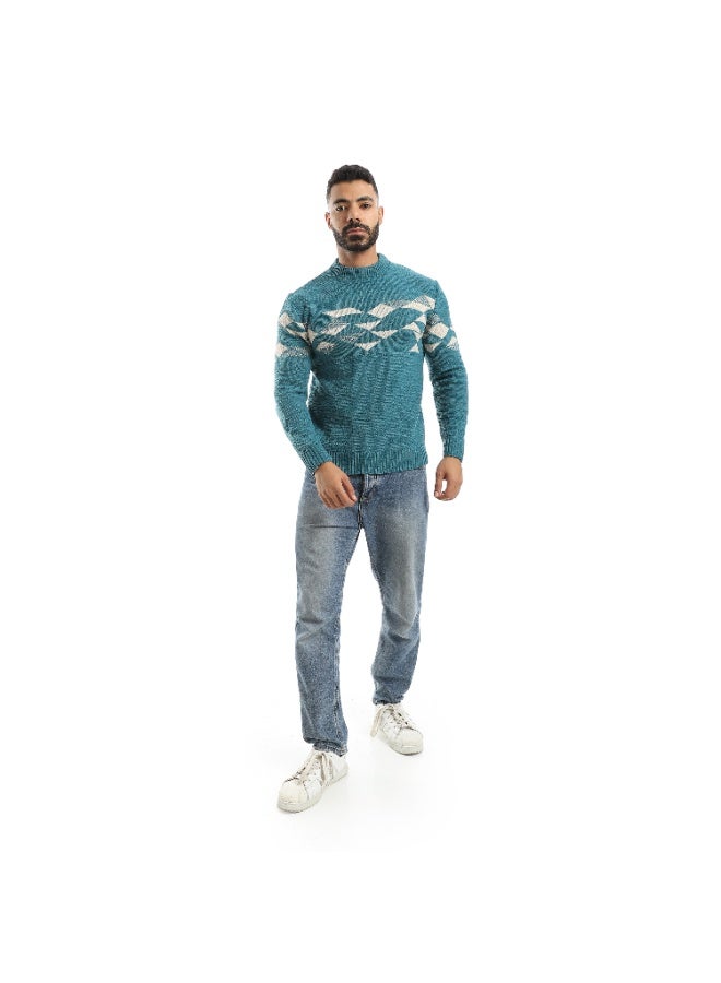 سيزار بلوفر صوف رجالي بنقش مثلثات علي الصدر - Image 4