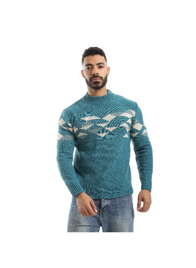 سيزار بلوفر صوف رجالي بنقش مثلثات علي الصدر - Image 1