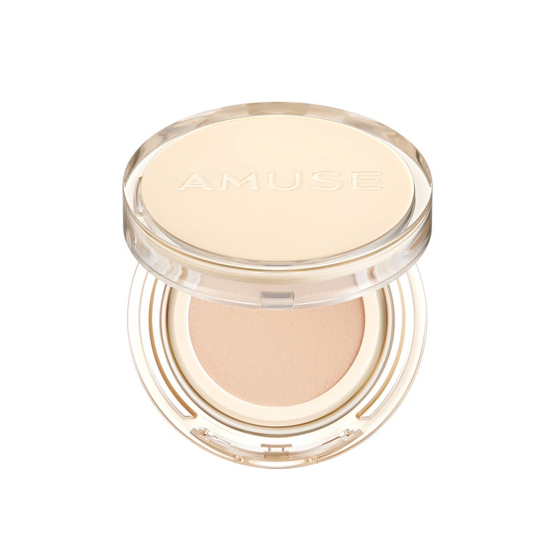 AMUSE SEOUL Dew Jelly Vegan Cushion Foundation (01 SOONSOO) | dewy, glow, long-lasting, double coverage, clean beauty, lightweight, natural look, foundation for sensitive skin, hydrating cushion