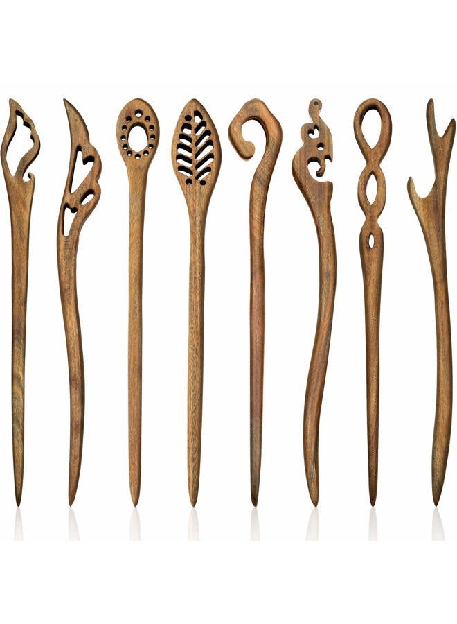 Chuangdi 8 Pieces Wooden Hair Sticks Japanese Hair Chopstick for Women Bun Maker, Chinese Chopstick Hair Pins for Women Long Hair Handmade Chignon Maker Hair Accessories () - Image 1