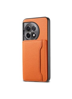 erorex For OnePlus Ace 2 Pro Calf Texture Card Bag Design Full Coverage Phone Case(Orange) 