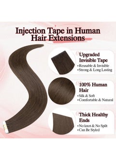SEGO Injection Tape In Hair Extensions Human Hair Tape In Hair Extensions Invisible Tape In Hair Extensions 22 Inch #02Y Dark Brown 10Pcs 5Pcs Invisible And 5Pcs Normal  - Image 3