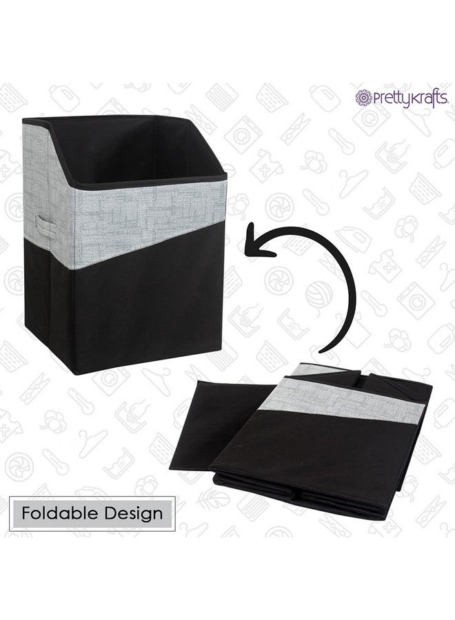 بريتي كرافتس حقيبة غسيل كبيرة مستطيلة قابلة للطي من PrettyKrafts بسعة 75 لترًا مع غطاء ومقابض، منظم تخزين ملابس مستقل قابل للطي لغرفة النوم والسكن الجامعي (40 × 35 × 53 سم، أسود، مجموعة من قطعة واحدة) - Image 4