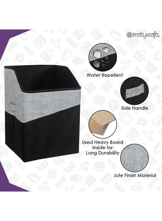 بريتي كرافتس حقيبة غسيل كبيرة مستطيلة قابلة للطي من PrettyKrafts بسعة 75 لترًا مع غطاء ومقابض، منظم تخزين ملابس مستقل قابل للطي لغرفة النوم والسكن الجامعي (40 × 35 × 53 سم، أسود، مجموعة من قطعة واحدة) - Image 2