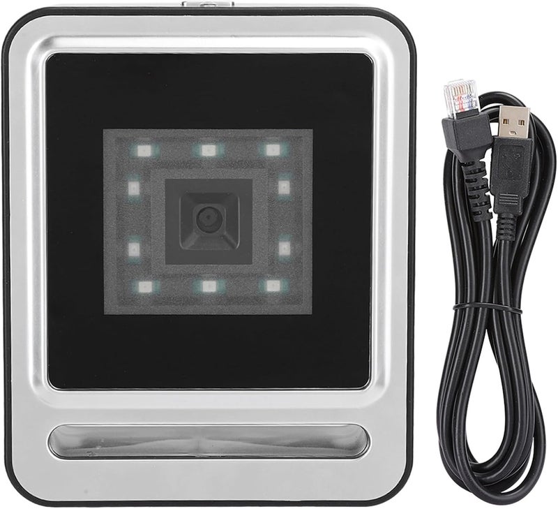 Dpofirs Barcode Reader QR Code Scanner with USB Cable for Supermarket (Silver) - Image 2