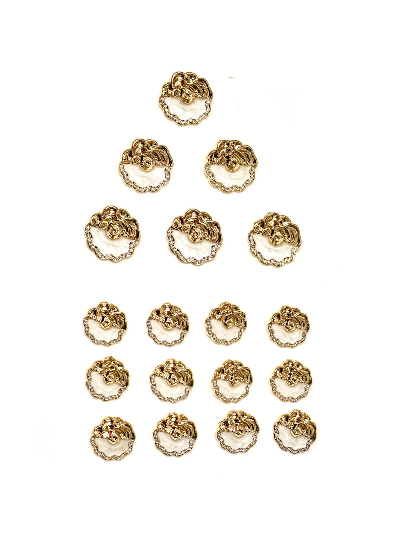 18 Pcs Rose Design Metal Buttons – Gold Hollow Flower Buttons for Coats, Dresses, Sewing & DIY Crafts (6pes 23mm & 12pes 18mm) - Image 1