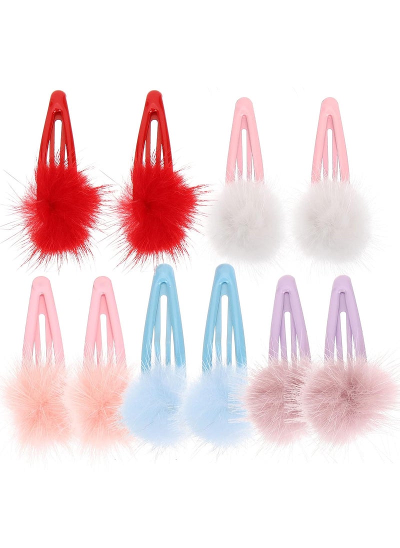 Beaupretty Beaupretty Girls Hair Accessories Colorful Fur Pompom Ball Clips Alligator Barrettes for Women  Girls 