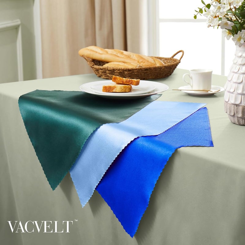 VACVELT 100 عبوة من المناديل الساتان الزرقاء الفاتحة ذات الحواف المتموجة، 17x17 بوصة، مناديل الزفاف والحفلات، بوليستر - Image 4