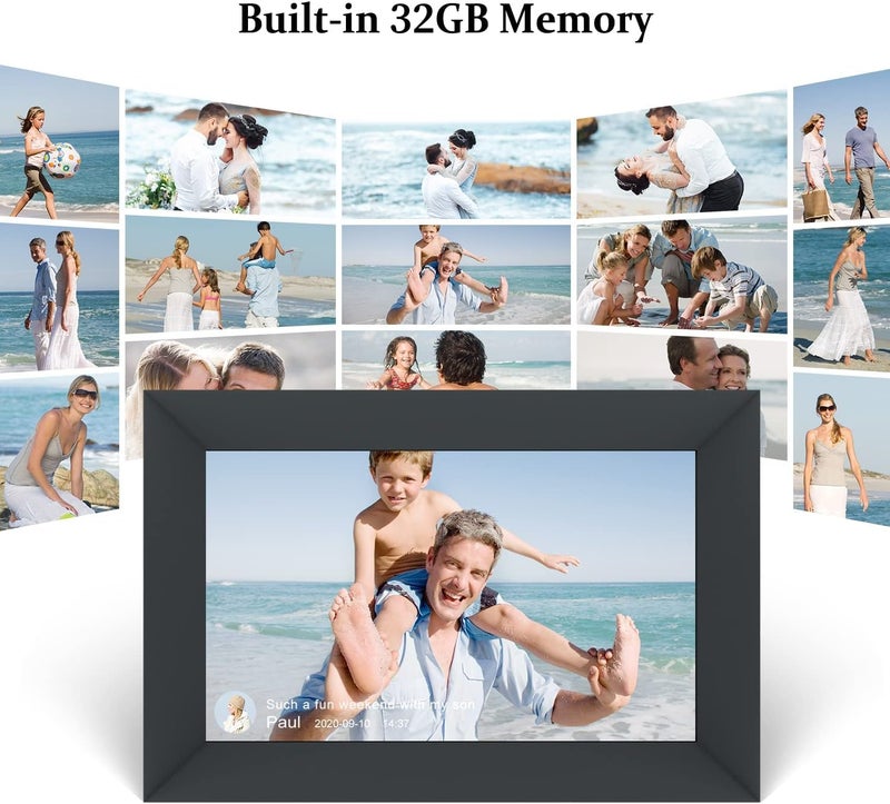 AEEZO AEEZO 10.1 Inch WiFi Digital Picture Frame, IPS Touch Screen Smart Cloud Photo Frame with 32GB Storage, Easy Setup to Share Photos or Videos via AiMOR APP, Auto-Rotate, Wall Mountable (Black)  - Image 4