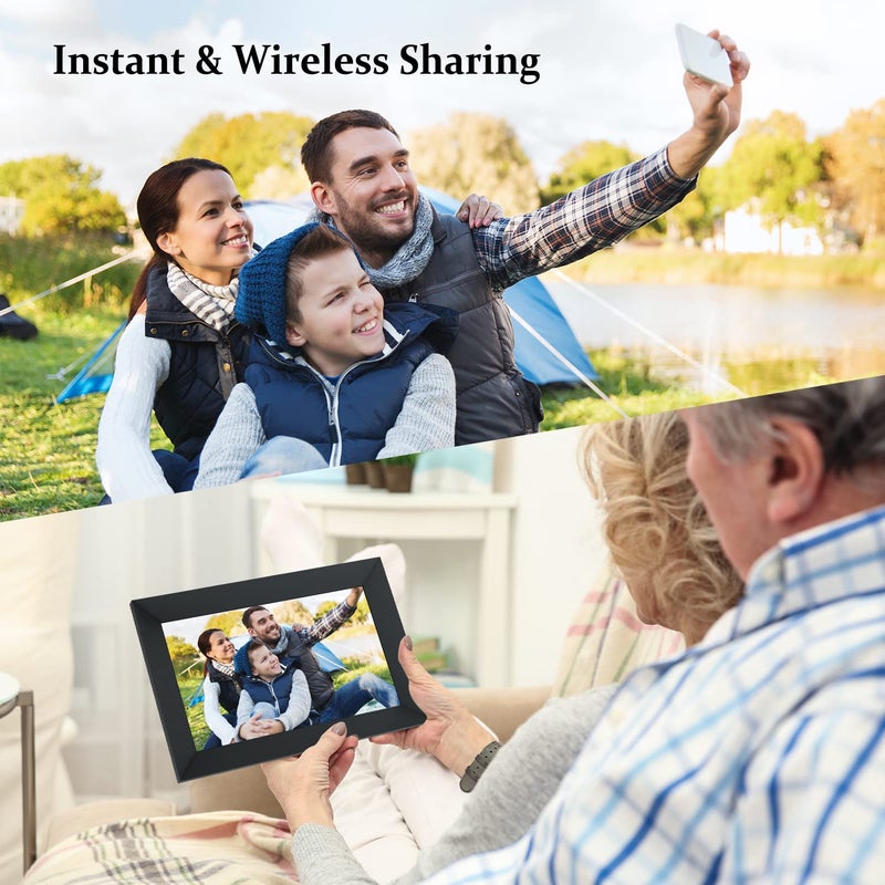 AEEZO AEEZO 10.1 Inch WiFi Digital Picture Frame, IPS Touch Screen Smart Cloud Photo Frame with 32GB Storage, Easy Setup to Share Photos or Videos via AiMOR APP, Auto-Rotate, Wall Mountable (Black)  - Image 2