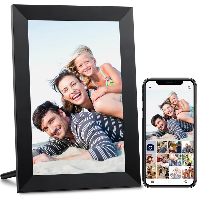 AEEZO AEEZO 10.1 Inch WiFi Digital Picture Frame, IPS Touch Screen Smart Cloud Photo Frame with 32GB Storage, Easy Setup to Share Photos or Videos via AiMOR APP, Auto-Rotate, Wall Mountable (Black)  - Image 1