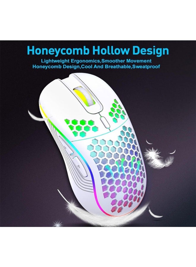 Wireless Gaming Mouse  Rechargeable Computer Mouse Ergonomic Mice Honeycomb Design With RGB Backlight  USB Receiver  7 ons  Adjustable DPI - Image 3