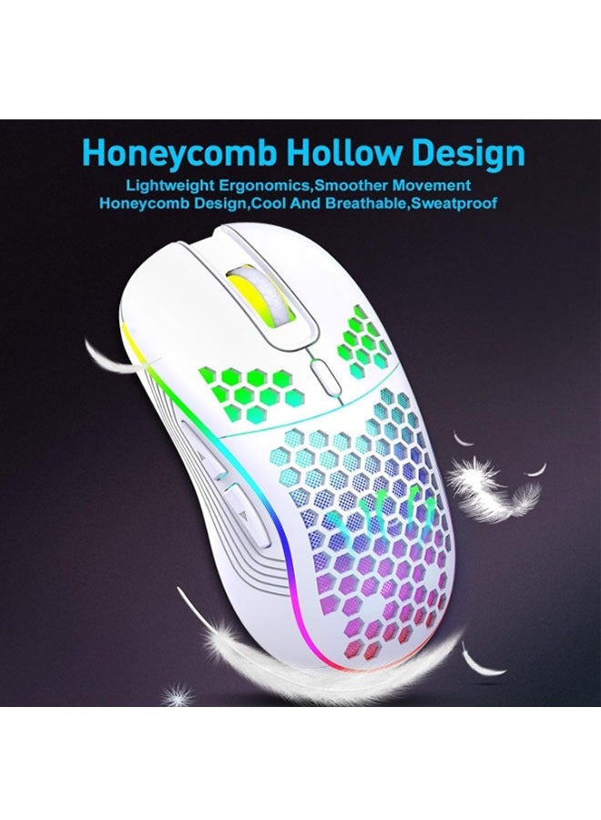 Wireless Gaming Mouse  Rechargeable Computer Mouse Ergonomic Mice Honeycomb Design With RGB Backlight  USB Receiver  7 ons  Adjustable DPI - Image 5