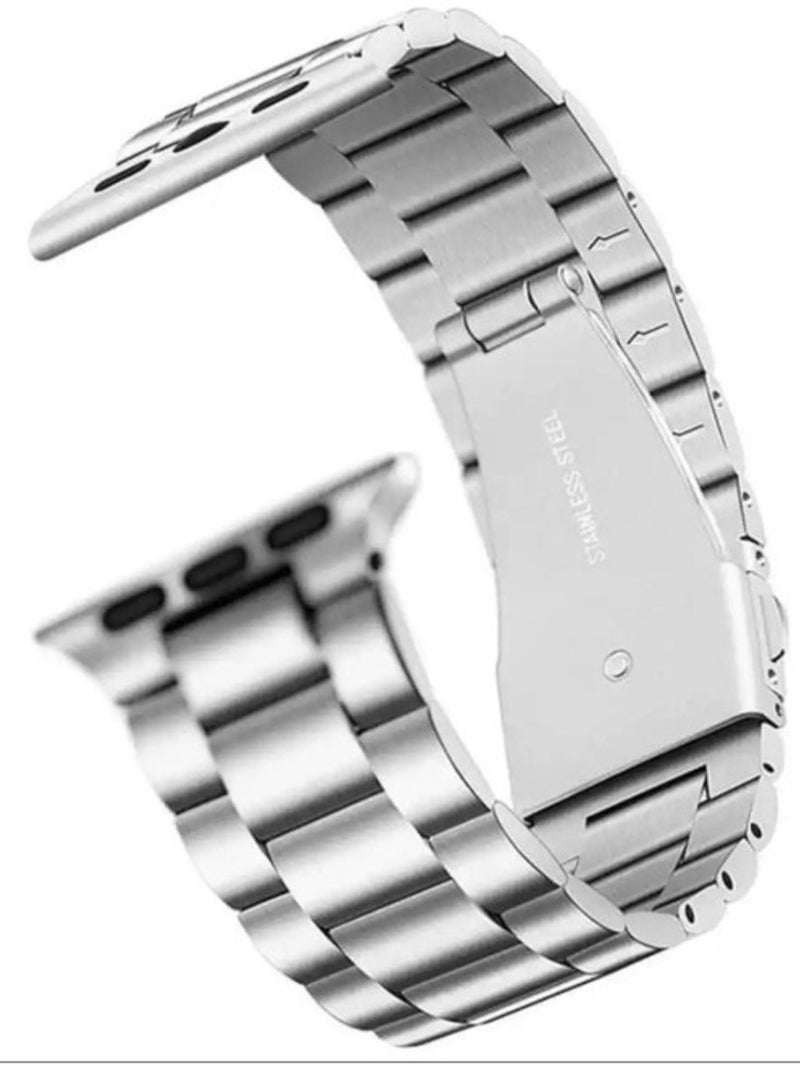 Gravity Stainless Steel Watch Band Chain Strap ‚Äì Silver, Fits 42/44/45/49 mm Watches - Image 1