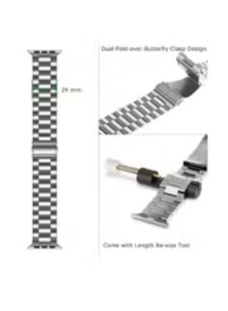 Gravity Stainless Steel Watch Band Chain Strap ‚Äì Silver, Fits 42/44/45/49 mm Watches - Image 2
