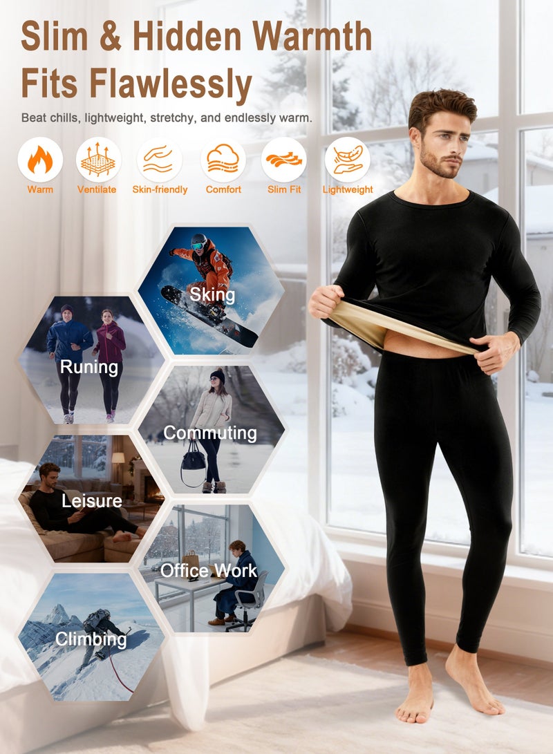نكومي ملابس داخلية حرارية للرجال، طقم ملابس داخلية حرارية طويلة من الأعلى والأسفل، بنطلون ملابس حرارية بطبقة أساسية حرارية، بيجامة بأكمام طويلة، للتزلج، والمشي لمسافات طويلة، والرياضات الخارجية - Image 4