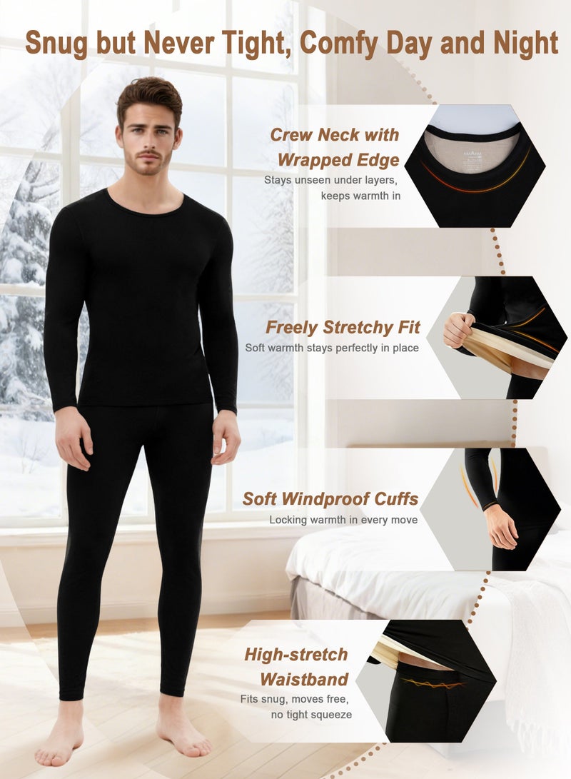 نكومي ملابس داخلية حرارية للرجال، طقم ملابس داخلية حرارية طويلة من الأعلى والأسفل، بنطلون ملابس حرارية بطبقة أساسية حرارية، بيجامة بأكمام طويلة، للتزلج، والمشي لمسافات طويلة، والرياضات الخارجية - Image 3