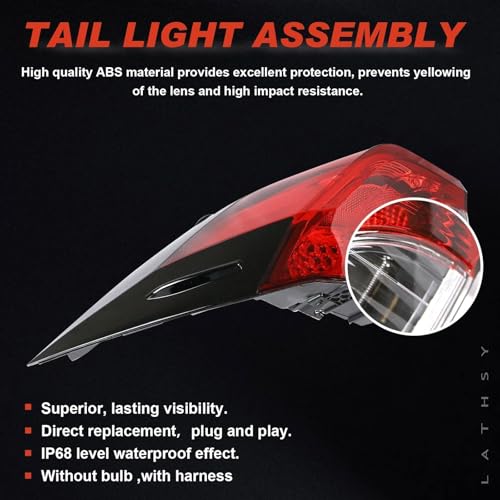 Lathsy Tail Light Outer Compatible With 2019-2023 Toyota RAV4 Left Driver Side Taillight W/O bulb Replace T02804148 81560-0R090 - Image 4